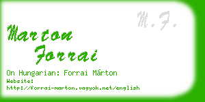 marton forrai business card