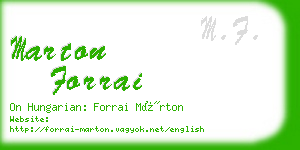 marton forrai business card